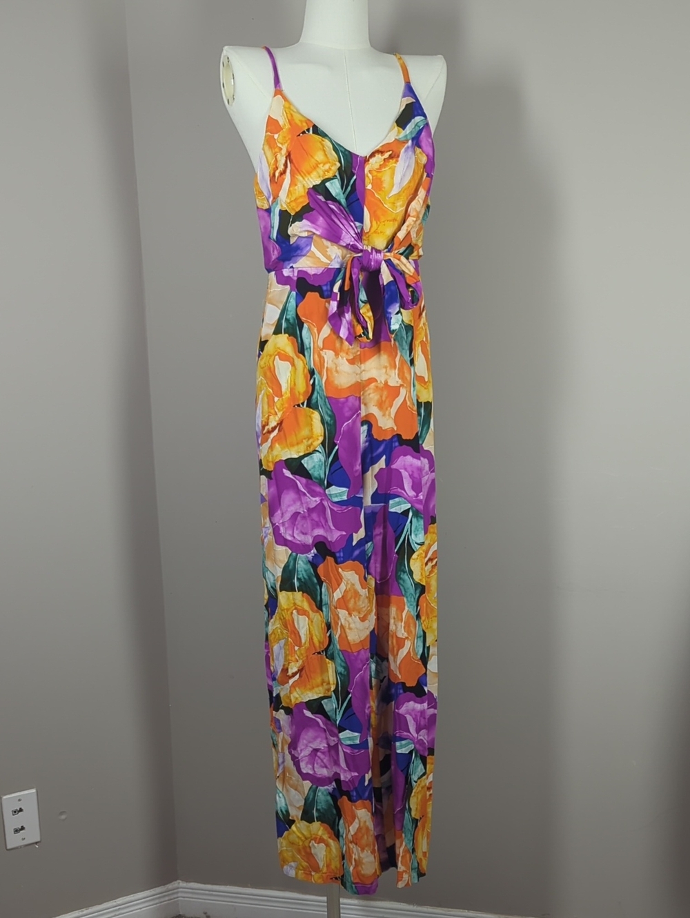 Abel The label Floral Tie-Waist Wode Leg Jumpsuit Small